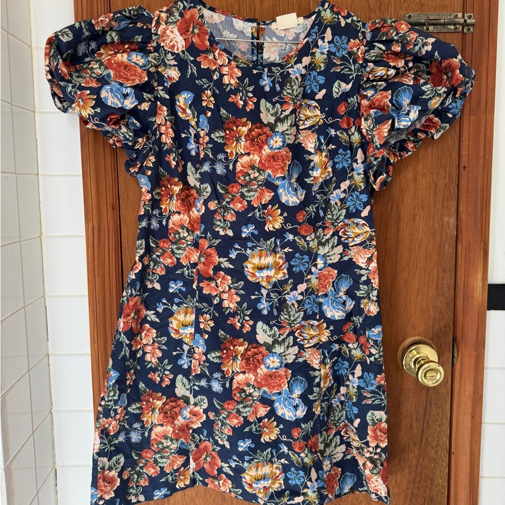 Doen Blue and Pink Ruffled Mini Sundress